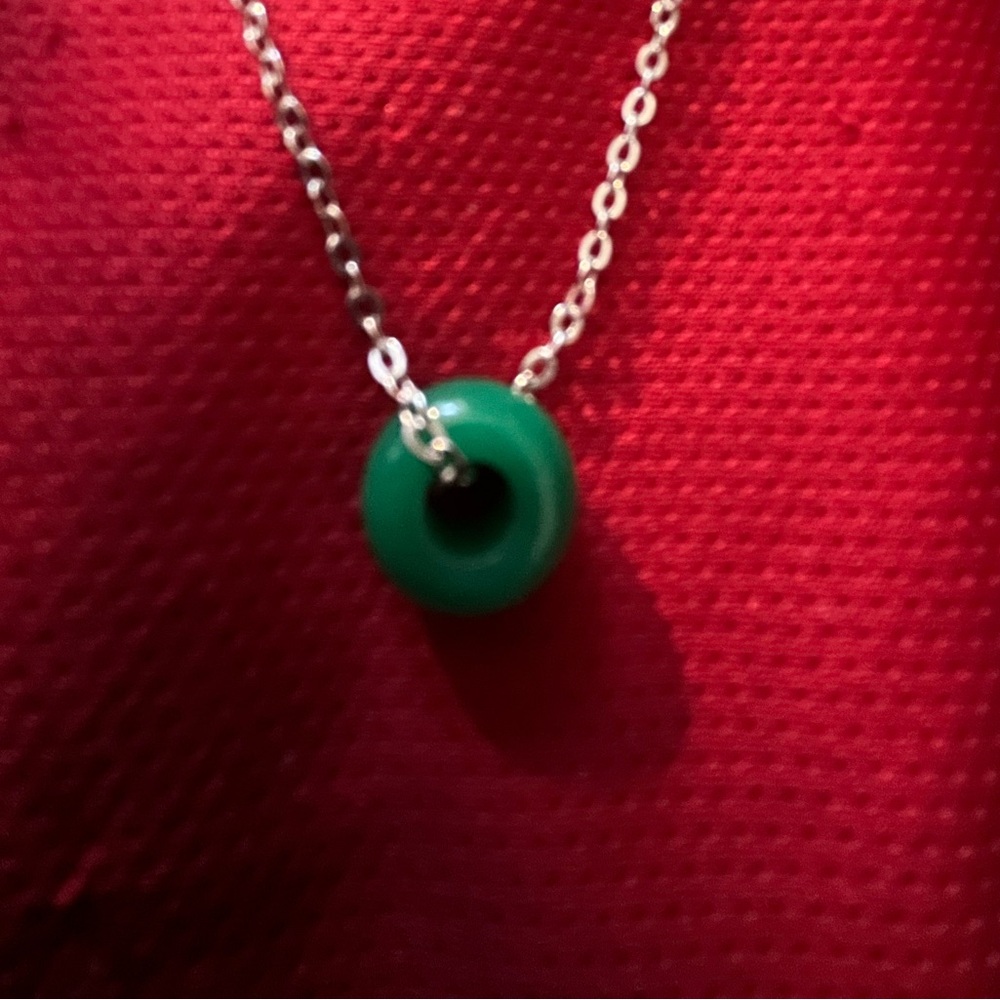 Hand Crafted Green Aventurine Gem on Silver Necklace Minimalist Elegant Handmade